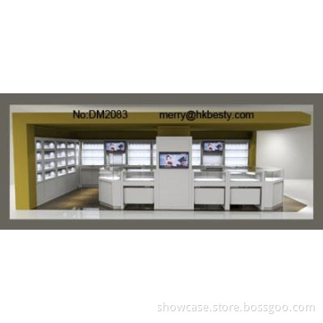 LED elegant jewelry kiosk display showcase and counter in jewelry store